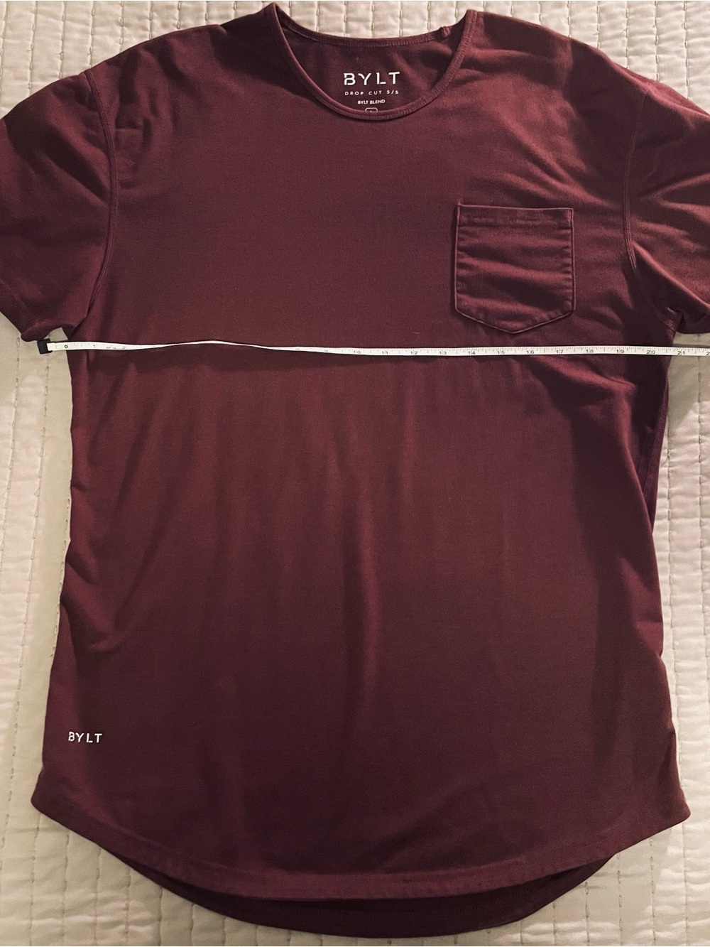 BYLT Basics S/S Maroon Drop Cut Tshirt